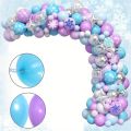 133PCS Snowball Balloon Garland Set - Blue, Purple and White for Winter Parties, Birthdays and Indoor/outdoor Decorations. 