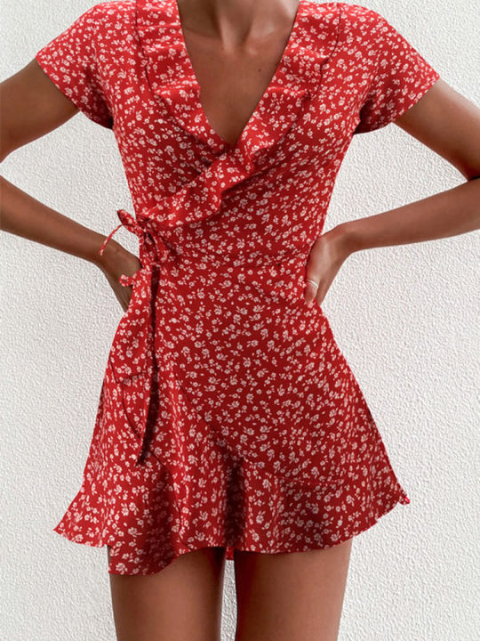 Summer%20Women%E2%80%99s%20Floal%20A-Line%20Dress%20Sweet%20Elegant%20Floral%20Ruffles%20V-neck%20Bandage%20Short%20Dress%20for%20Lady%20Chic%20Flowers%20Mini%20Dress%20-%20Image%202