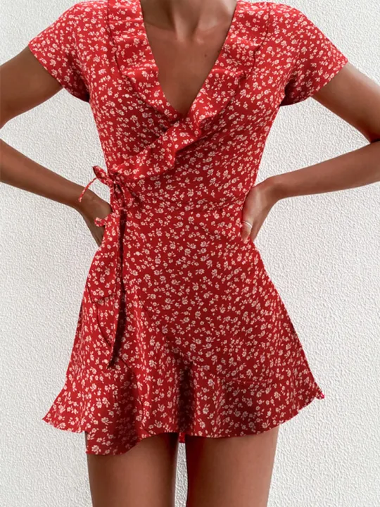 Summer%20Women%E2%80%99s%20Floal%20A-Line%20Dress%20Sweet%20Elegant%20Floral%20Ruffles%20V-neck%20Bandage%20Short%20Dress%20for%20Lady%20Chic%20Flowers%20Mini%20Dress%20-%20Image%202