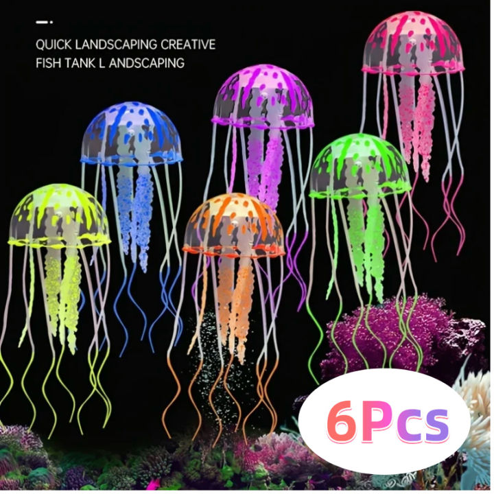 Glow in The Dark Artificial Jellyfish for Fish Tank Luminous Swimming Aquarium Decoration Ocean Themed Ornament Fake Jelly Fish