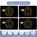 Black Golden Crown Letters Anime Matte Front Skin Film Sticker Cover For Small Chip Credit Card Debit Card. 