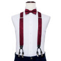 Fashion Men's Suspenders Adult Paisley Bowtie Handkerchief Cufflinks Necktie Sets Male Wedding Party Vintage Elastic Adjust. 