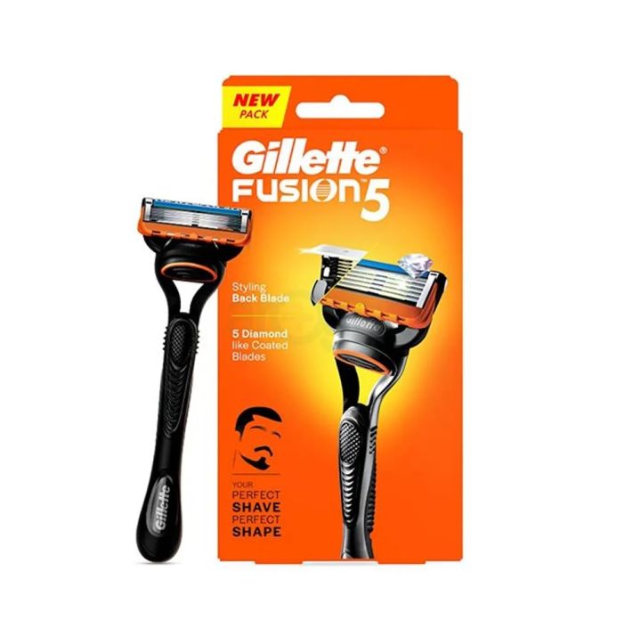 Gillette Fusion 5 Razor with Styling Black Blade & 5 Diamond Like Coated Blades