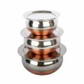 3 Pieces Steel Copper Handi kitchen utensils Set. 