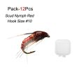 6/12Pcs #10 Caddis Pupae Nymph Fly Trout Fishing Bait Artificial Insect Lures Fishing Hook Baits. 