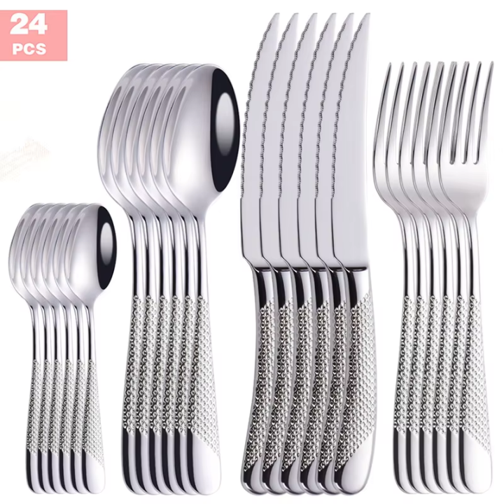 24pc%20star%20diamond%20cutlery%20set,%20stainless%20steel%20knife%20fork%20spoon%20tea%20spoon%20cutlery%20set,%20suitable%20for%20holiday%20parties.%20-%20Image%204