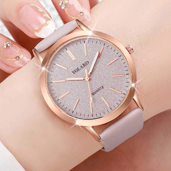 2PCS/Set%20Women's%20Watches%20Fashion%20Matting%20Dial%20Leather%20Band%20Analog%20Quartz%20Watch%20Set%EF%BC%88Without%20Box%EF%BC%89%20-%20Image%202