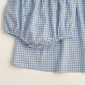 Baby Sister Clothes Summer Baby Girl Clothes Blue Plaid Dress Ruffled Collar Baby Girl Romper One Piece Sister Clothes Dress. 