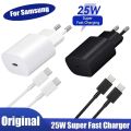 Original Samsung S21 S20 25W Super Fast Charger USB Type C Pd Quick Charging Double Type C Cable for Galaxy Note 20 Ultra Note10. 