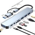 USB C Hub USB Splitter 8 in 2 USB Extender with 4 USB Port 1 USBC Port TF/SD Card Reader Audio Output Compatible with MacBook. 