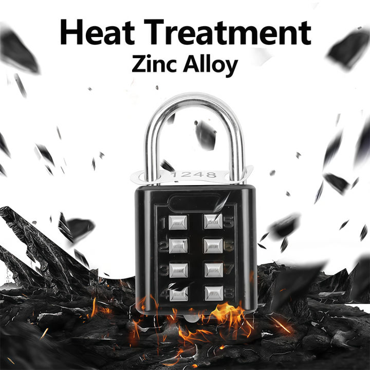 8-digit%20Combination%20Outdoor%20Button%20Waterproof%20Fixed%20Random%20Code%20Padlock%20Zinc%20Alloy%20Luggage%20Travel%20Smart%20Lock%20With%20Key%20Anti-theft%20-%20Image%203
