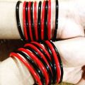 1 Dorzen Red & Black Glass Bangles/ Beautiful Glass Bangles/Red Glass Bangles/Black Glass Bangles/Bangkes for Girls & Womwn's, Sold By Click To Pack360. 