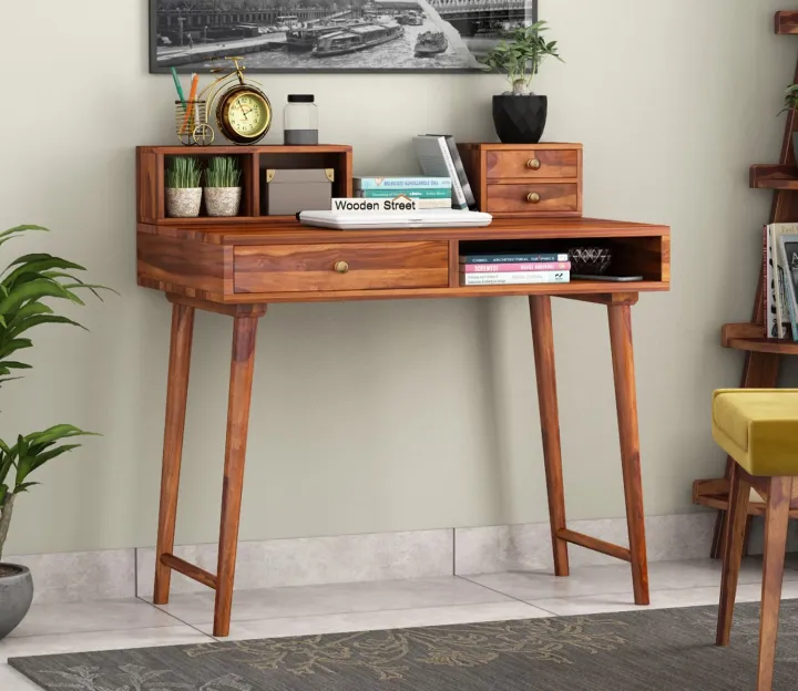 Lynton Study Table with Table-Top Storage (Honey Finish) | Daraz.pk