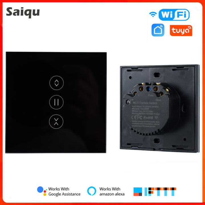 Tuya Wifi Smart Curtain Switch Wifi Touch Dimmer Light Switch for Lights Work Smart Life With Alexa Voice Control