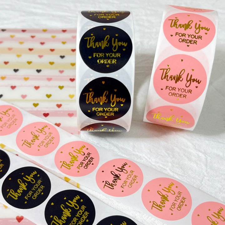 500pcs/roll Thank You for Your Order Stickers Foil Stamping Kids ...