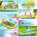 1.7m Inflatable Swimming Pool Dinosaur Shaped PVC Outdoor Bath Lawn Sprinkler Play Mat Children's Water Toy Inflatable Fountain. 