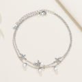 Cute 925 Silver Anklet Bear Bow Evil Eye Starfish Love Heart Design Beach Footwear Accessories.