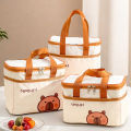 Cute Capybara Insulated Lunch Bag For Student Kid Portable Large Capacity Waterproof Food Thermal Bag Reusable Picnic Cooler Bag.