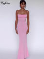 Hugcitar Summer Solid Sleeveless Backless Elegant  Bodycon Y2K Maxi Prom Dress Women Clothes Birthday Party Casual Y2K. 