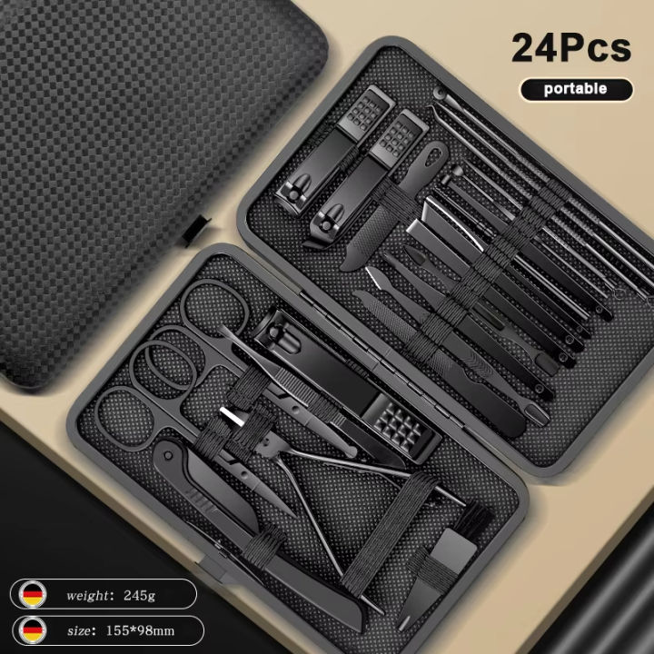 8/12/15/20/24pcs%20black%20Nail%20clipper%20set%20Pedicure%20knife%20Stainless%20steel%20Nail%20beauty%20tool%20Nail%20Care%20Trimmer%20Portable%20travel%20box%20-%20Image%208