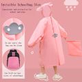 Kids Backpack Raincoat with Cartoon Print – Cute Animal Design Waterproof Hooded Rain Jacket for Toddler Boys Girls.