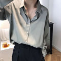 All-match Satin Finish Shirts And Blouses Women Clothing Casual Top OL Long Sleeve Button Elegant Shirts French Solid Blouses. 