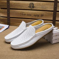 Summer Men Casual Loafers Fashion Breathable Genuine Leather Slippers Outdoor Light Mules Cool Half Shoes Italian Design Sandals. 