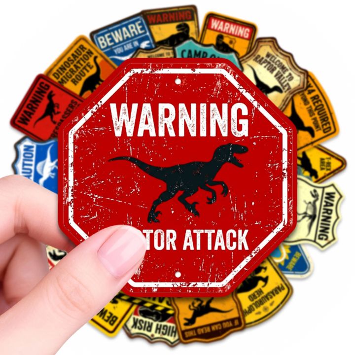 50pcs%20Vintage%20Jurassic%20World%20Warning%20Signs%20Dinosaur%20Painting%20Stickers%20Luggage%20Motorcycle%20Bike%20Laptop%20Decals%20Graffiti%20Sticker%20-%20Image%203