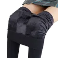 Women Winter Leggings Warm Leggins High Waist Solid Color Velvet Women Thickened Velvet Leggings Stretchy Black Leggings. 
