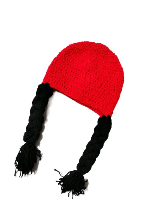 beautiful%20crochet%20red%20long%20hair%20baby%20cap%20with%20White%20flower%20-%20Image%202