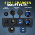 DaierTek 4 in 1 ON/OFF Charger Socket Panel Dual USB Socket Power Outlet & LED Voltmeter &Cigarette Lighter Socket& LED Switch. 