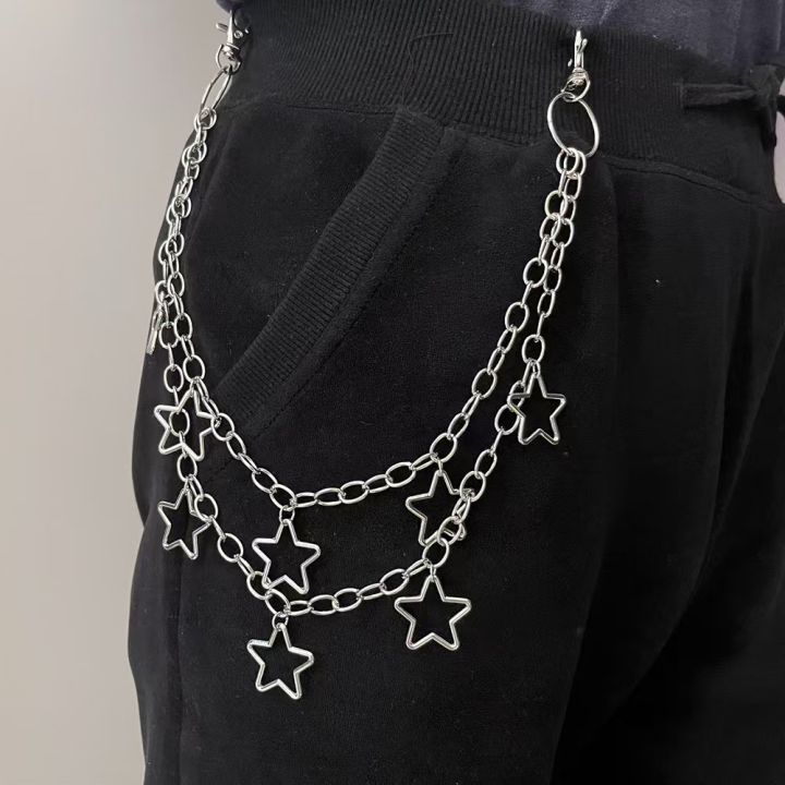 Punk Metal Crescent Geometric Bag Chain Hip Hop Hipster Cool Hundred Pair Pants Chain For Men and Women Rock and roll Accessorie