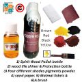 Glossy Wood & Furniture Polish, 500 ml, with powder colors, malmal cloth and complimentary emry paper-  Different variants with synthetic warnish and wood life polish. 