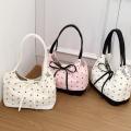 Sweet Single Shoulder Underarm Bag Bow Print Tote Bag Fashion Underarm Bag Protable Casual Commute Niche Handbags. 