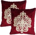2 PCS Maroon Laser Applique Cushion Cover (pack,2) Luxury Design. 