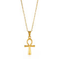 Stainless Steel Cross Pendant Necklace For Women Men Gold Color Ancient Egypt Ankh Cross Charm Choker Jewelry Hip Hop Gift.
