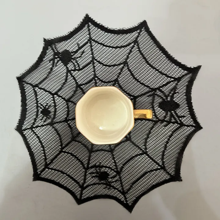 Diameter%2030cm%20Halloween%20Tablecloth%20Black%20Placemat%20Disposable%20Spider%20Table%20Runner%20Halloween%20Decoration%20Set%20-%20Image%205