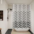 Modern Chevron Shower Curtain - Black & White Waterproof PEVA Bathroom Decor​. 