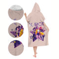 1PC Girl Group Hooded Bath Robe for Kids & Adults, Microfiber Quick Dry Beach Towel, Anime Cartoon Print for Pool Bath.