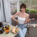 Ready to ship from Thailand singlet tank top lining hollow out irregular sexy vest crop top camis. 