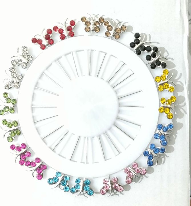10 and 20 Pcs Multicolor Crystal Rhistones Butterfly Brooch Muslim Islamic Hijab Scarf Abaya Fixed Pins Fashion Jewelry Women's Accessories