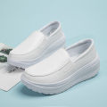Women's Shoes Spring Genuine Leather Soft Outsole Work Shoes Female Black Swing Shoes Woman Plus Size Wedges Single Shoes2022. 