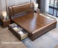 ANTIQUE Solid Wood King Size Bed  with 2 Side Tables With Under Drawer Storage. 