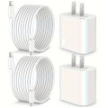 1-2Set 20W US USB C Port Quick Charger For iPhone 16 15 Pro Max Plus 3.3Ft USB C to Type C Charging Cable.