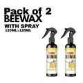 (PACK OF 2) | Beeswax Furniture polish - High Gloss Shine Spray wax for Wood furnitures - 120ml | Made in Korea. 