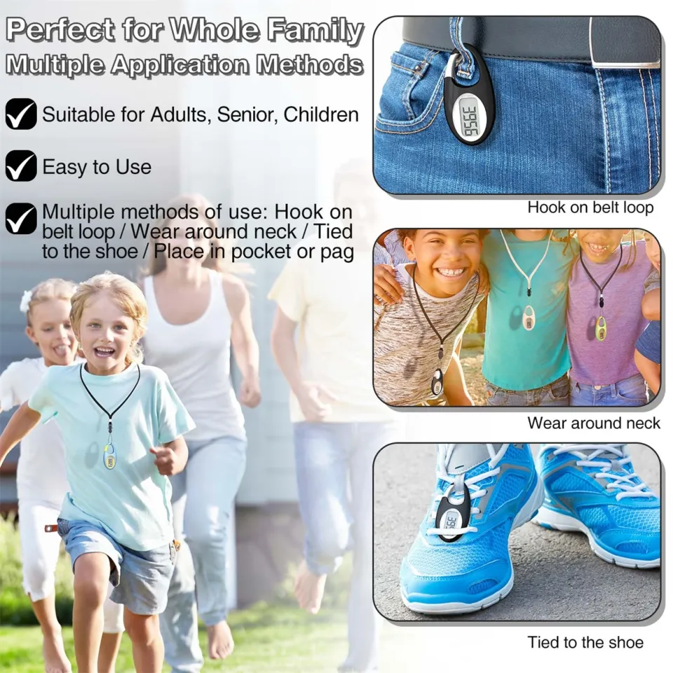 Simple 3D Pedometer With Lanyard - Easy Step Counter No Bluetooth Required