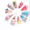 6 pcs Girls glitter star jelly tic tac pins - girls hair accessories - multicoloured mix character star filled silicon hair pins for girls and babies. 