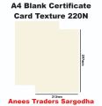 a4 certificate card texture wala 20 sheets ka pkt hai ek. 