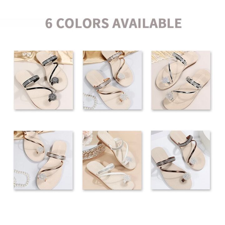 Flat%20Sandals%20for%20Women%20Dressy%20Summer%20Sparkly%20Rhinestone%20Slide%20Beach%20Shoes%20Women's%20Dress%20Shoes%20Bling%20Trendy%20Ladies%20Sandals%20-%20Image%205