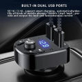 1/12pcs Car Mp3 Player Dual USB Fast Charger Bluetooth Receiver Compatible With 5.0 Fm Transmitter USB Flash Drive Plug Car Kit. 